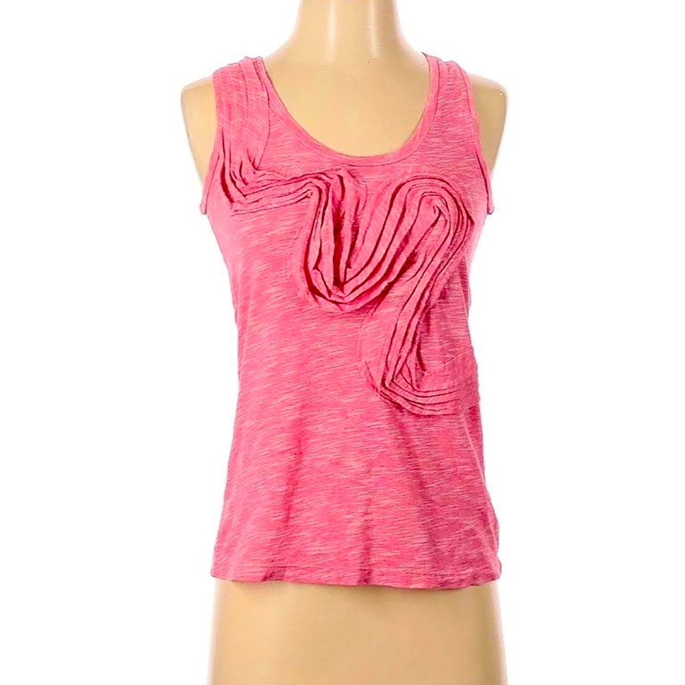 Little Yellow Button Anthropologie Winding Tank Small Pink Ruffled Cotton